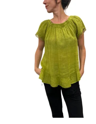 15-248 Green Linen Blouse