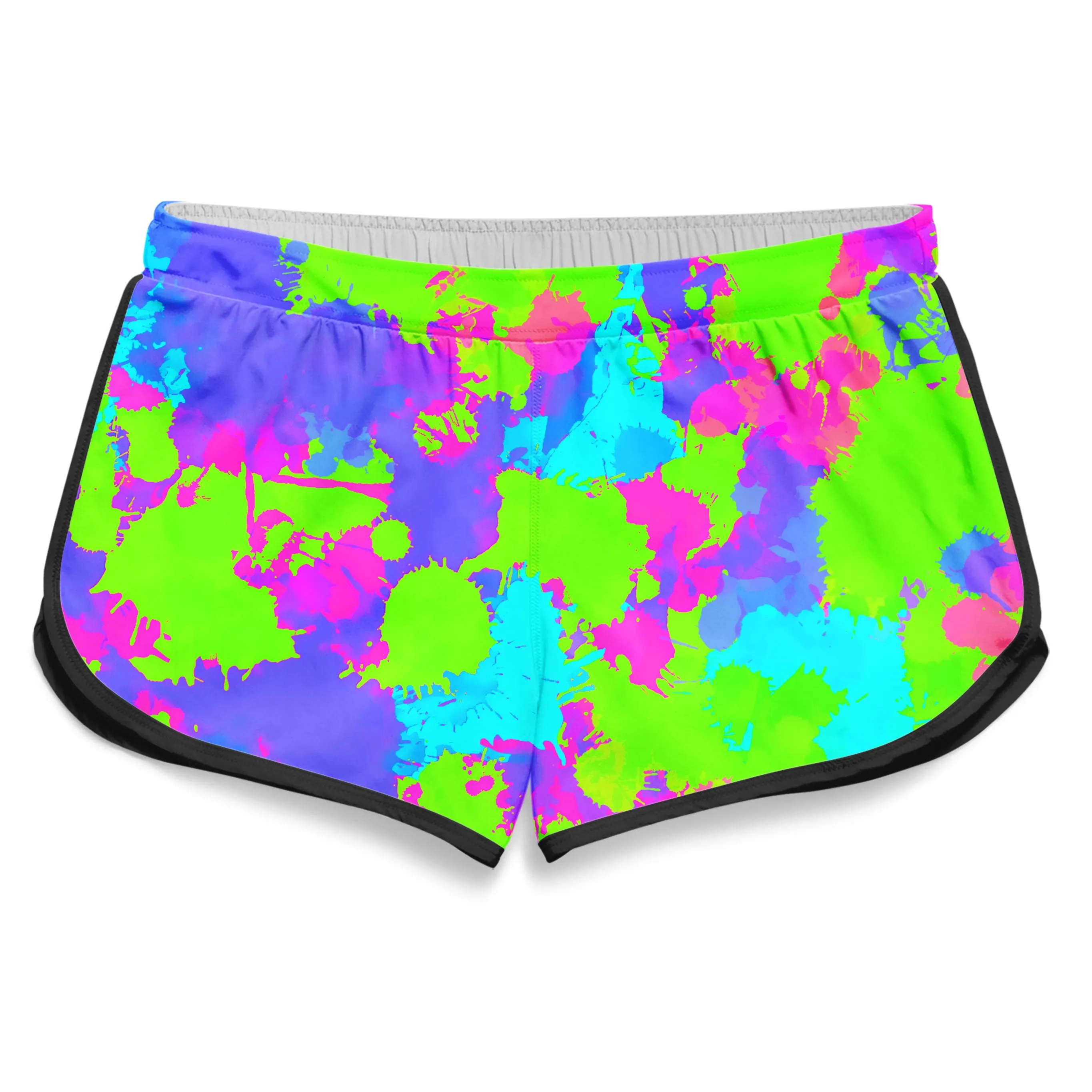 90s Neon Paint Splatter Women's Retro Shorts