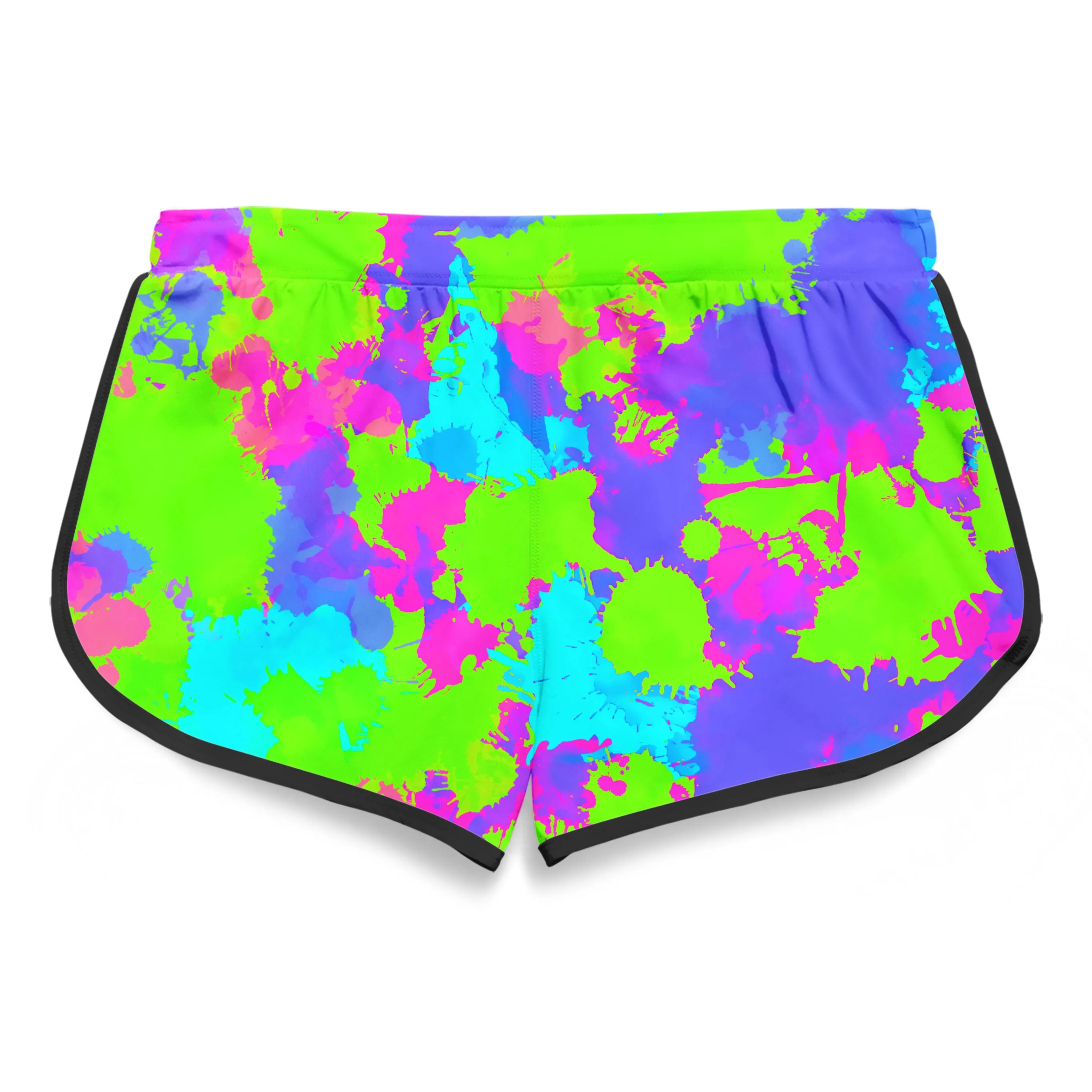 90s Neon Paint Splatter Women's Retro Shorts