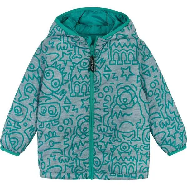 Andy & Evan Infant Reversible Aqua Monsters Puffer Jacket