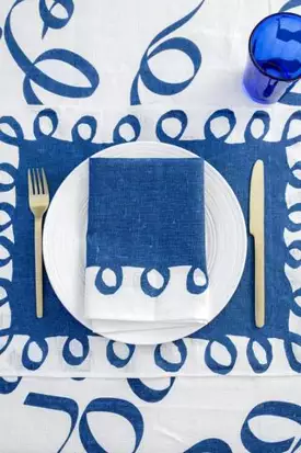 AQUA DOOR DESIGNS RIBBON PLACEMATS DENIM BLUE