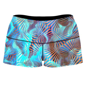 Aqua Plasma High-Waisted Women's Shorts