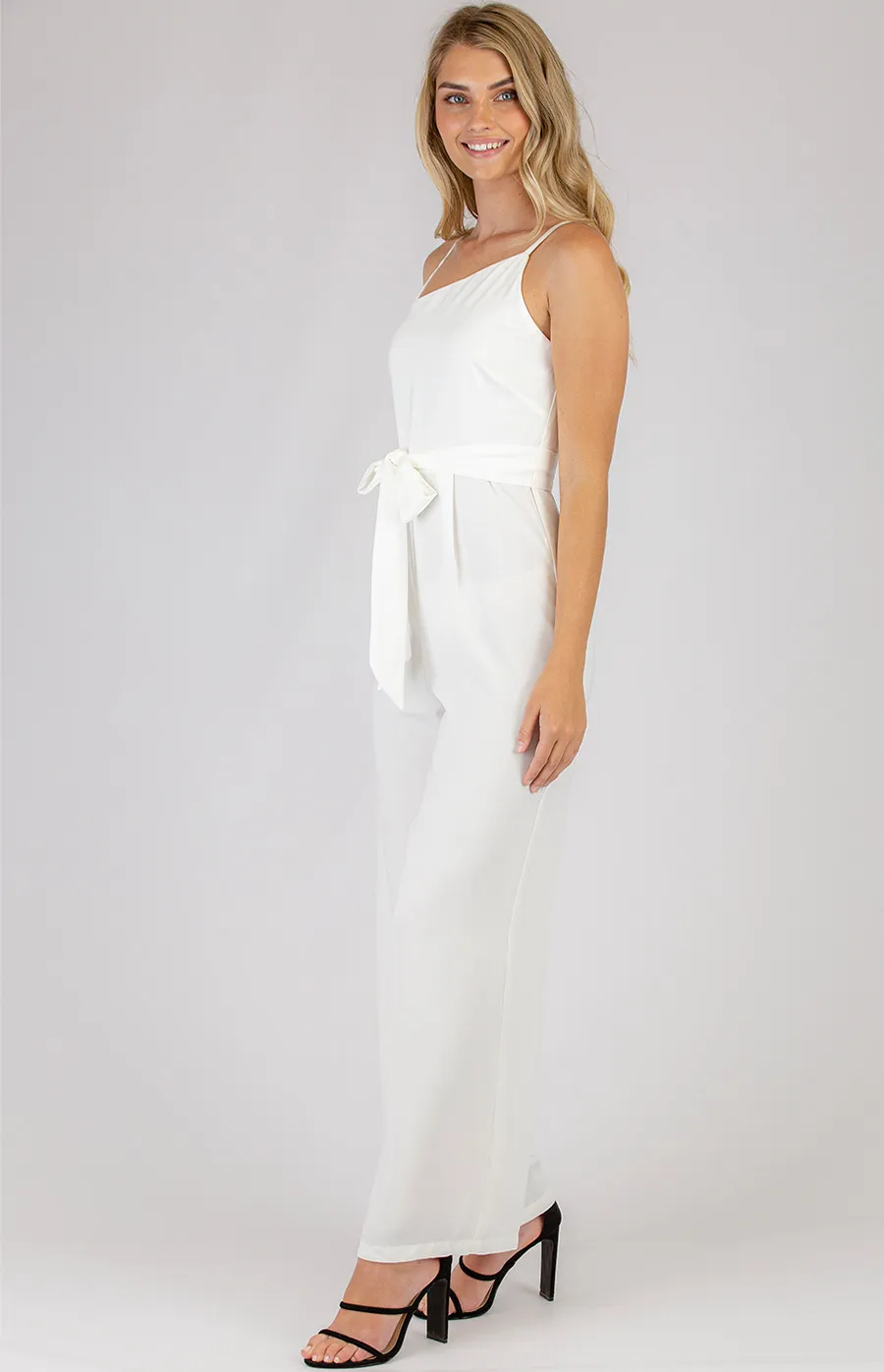 Asymmetrical Neckline Jumpsuit with Belt (SJP465A)