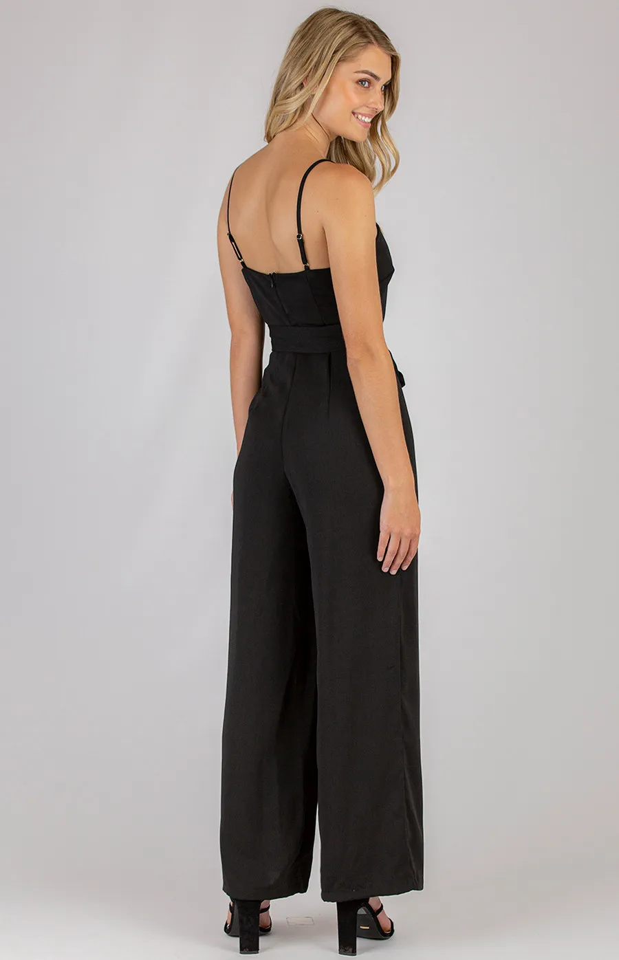 Asymmetrical Neckline Jumpsuit with Belt (SJP465A)