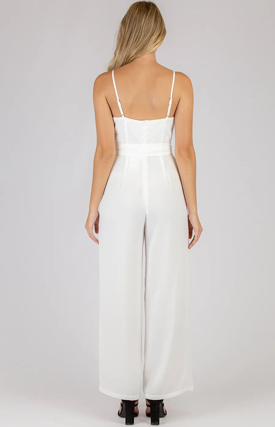 Asymmetrical Neckline Jumpsuit with Belt (SJP465A)