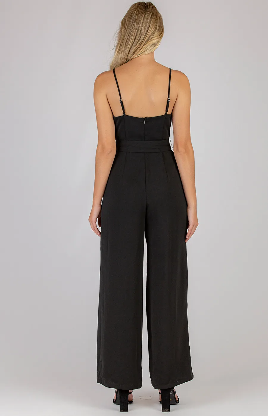 Asymmetrical Neckline Jumpsuit with Belt (SJP465A)