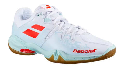 Babolat Shadow Spirit Women's Indoor Court Shoes [White/Light Blue]