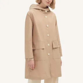 Basic Hooded Trench Coat - Beige