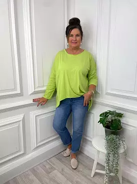 Basic Long Sleeve Slub Top - Lime