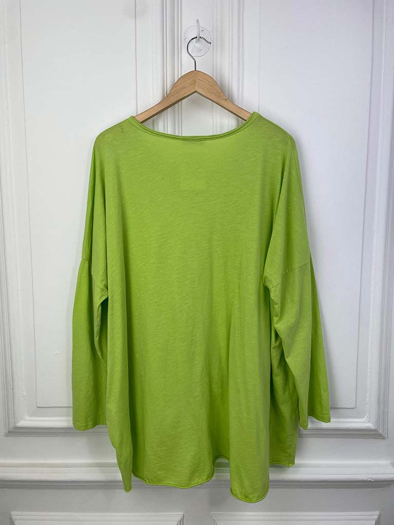 Basic Long Sleeve Slub Top - Lime