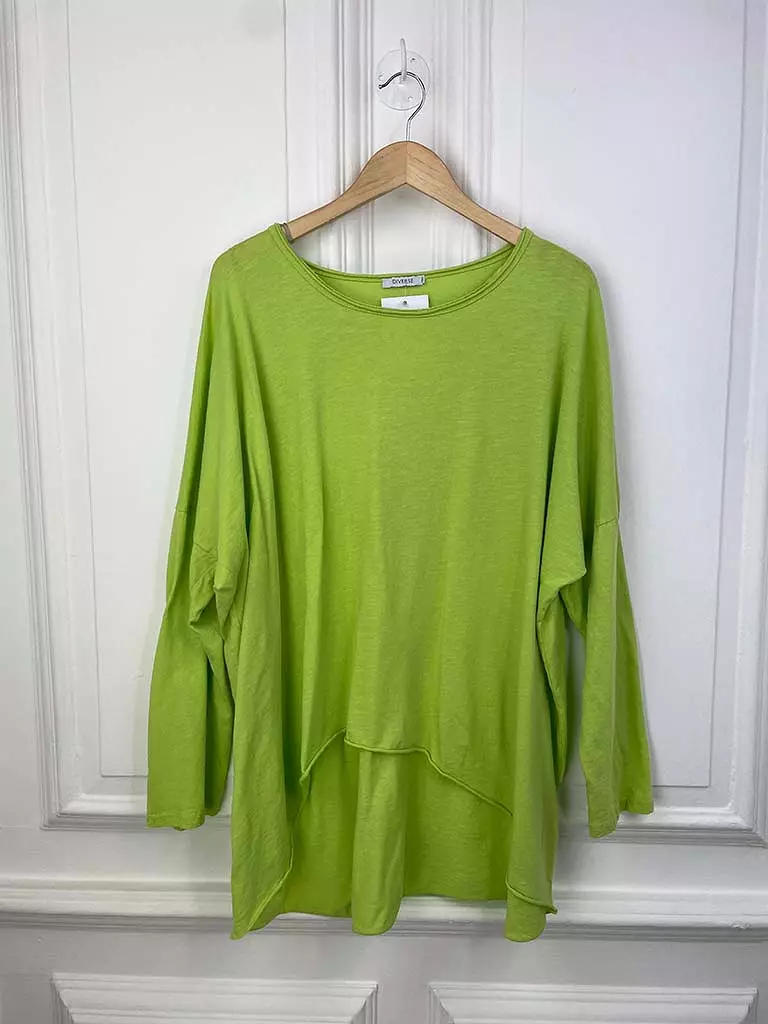 Basic Long Sleeve Slub Top - Lime