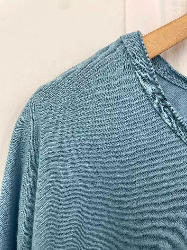 Basic Long Sleeve Slub Top - Maya Blue