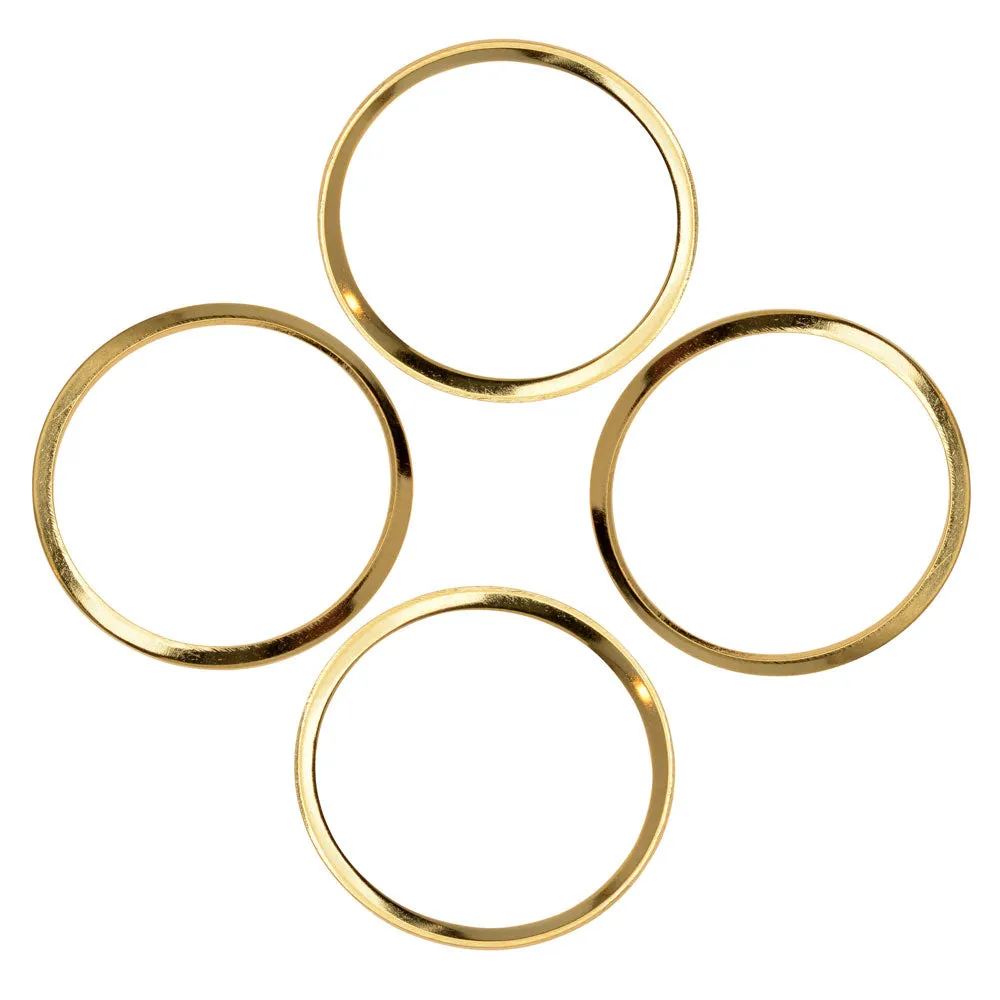 Beadable Open Frame Link, Concave Circle 25mm, Gold Tone (4 Pieces)