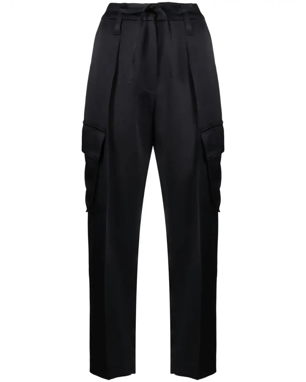 Black Satin Silk Cargo Pant