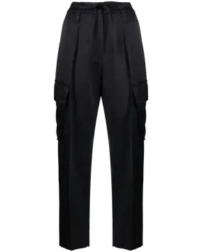 Black Satin Silk Cargo Pant