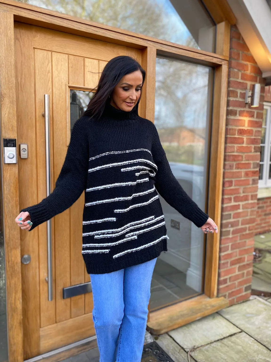 Black Stripe Patterned Jumper Dina