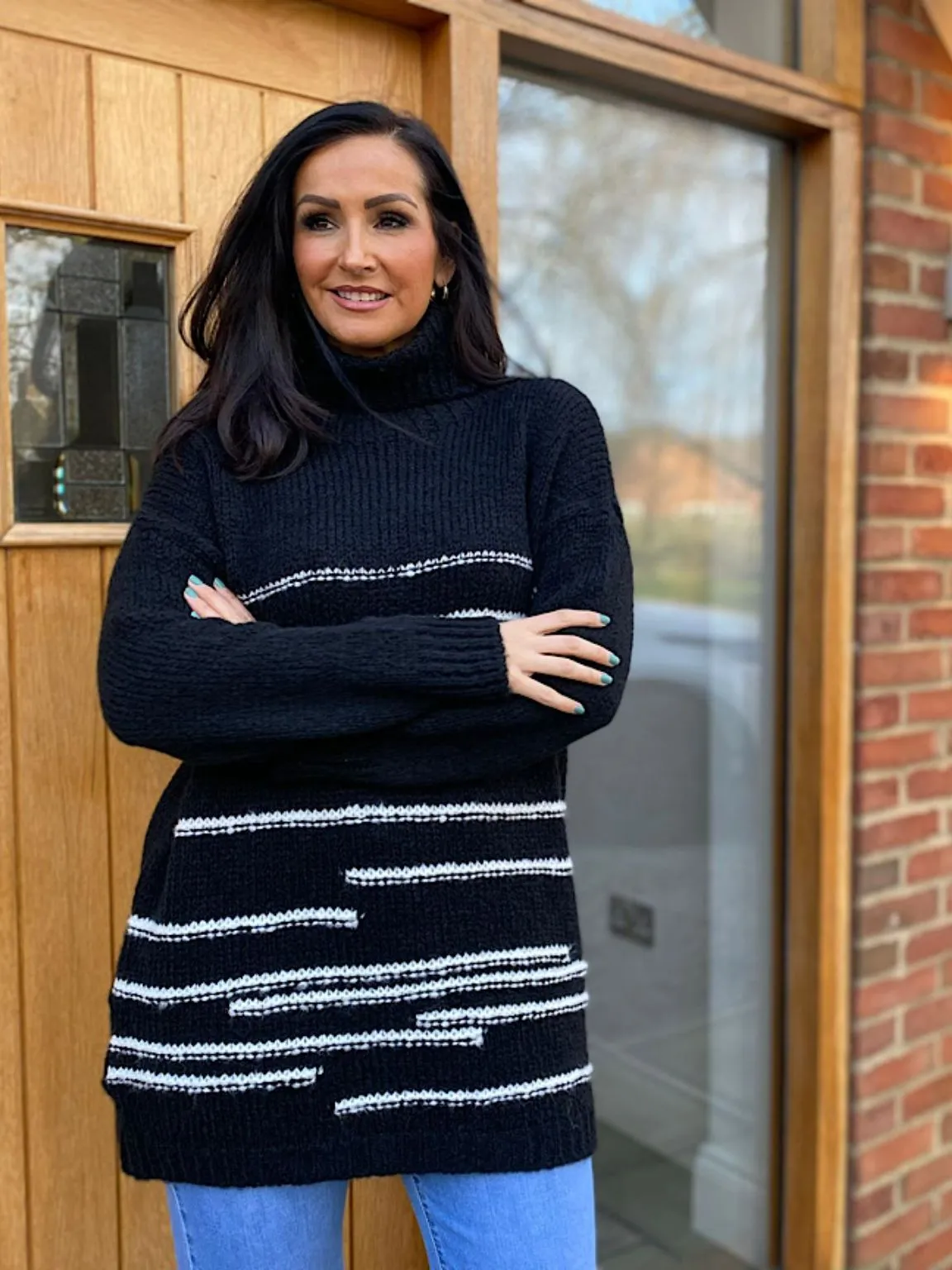 Black Stripe Patterned Jumper Dina