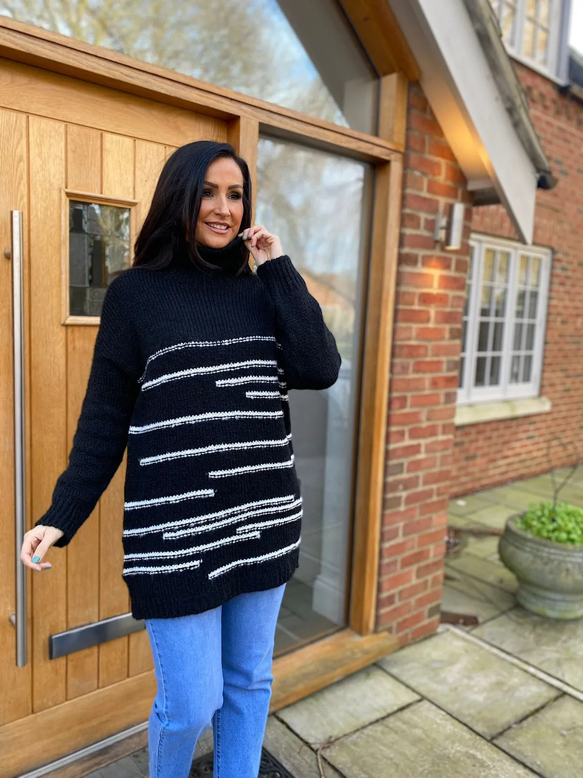 Black Stripe Patterned Jumper Dina