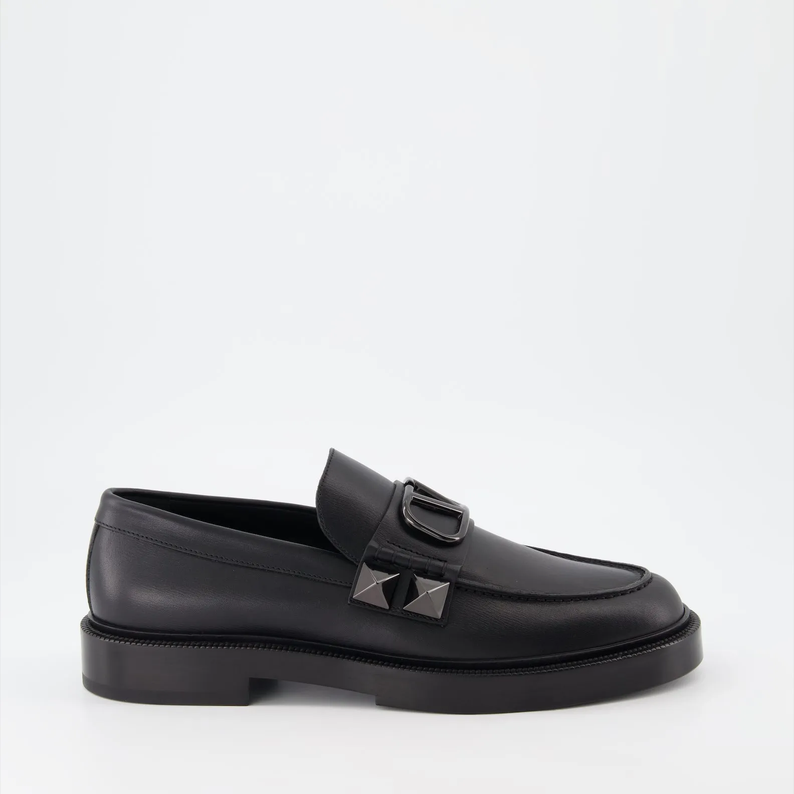 Black Stud Sign Loafers