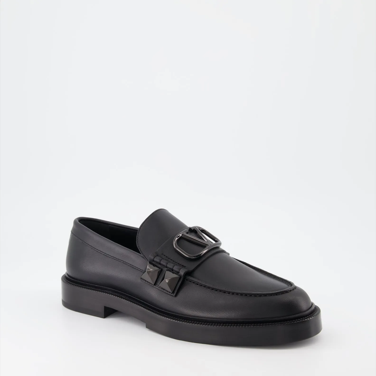 Black Stud Sign Loafers