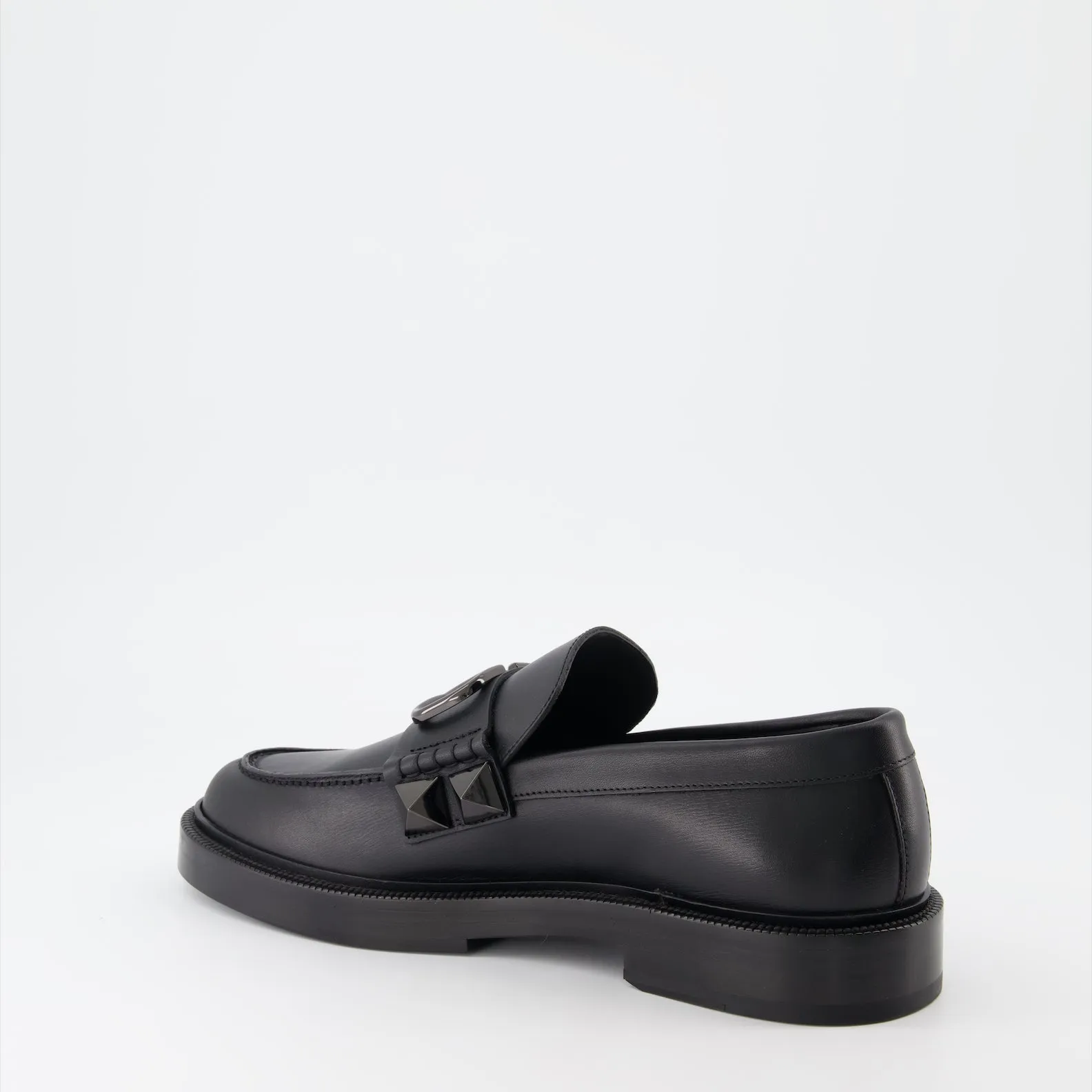 Black Stud Sign Loafers