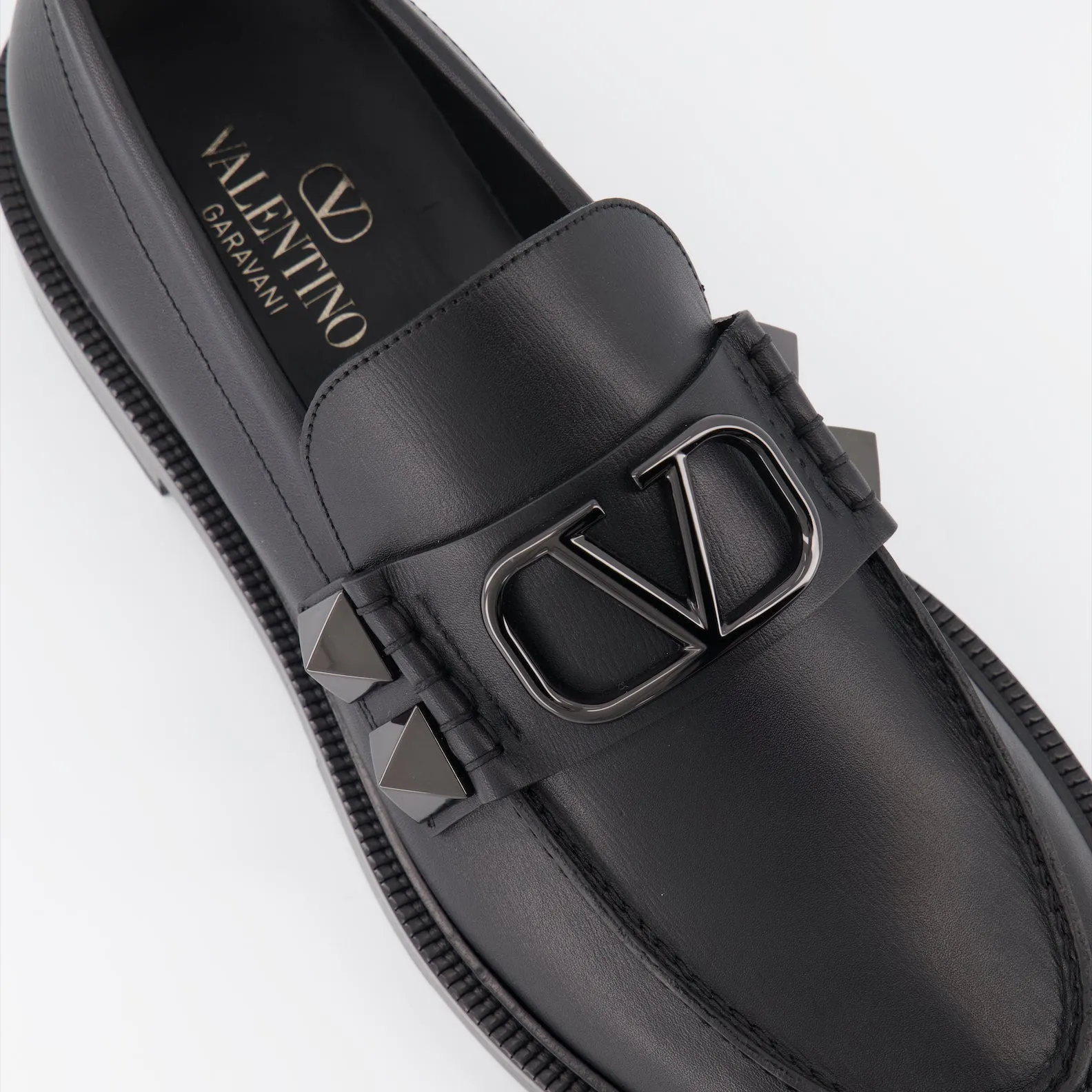 Black Stud Sign Loafers