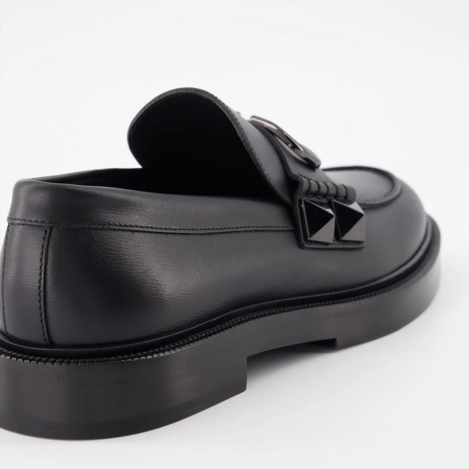 Black Stud Sign Loafers