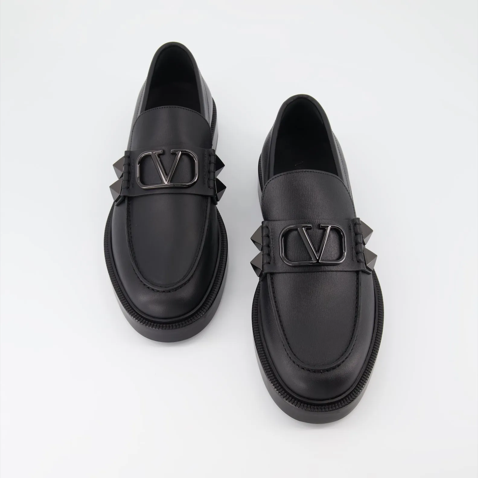 Black Stud Sign Loafers