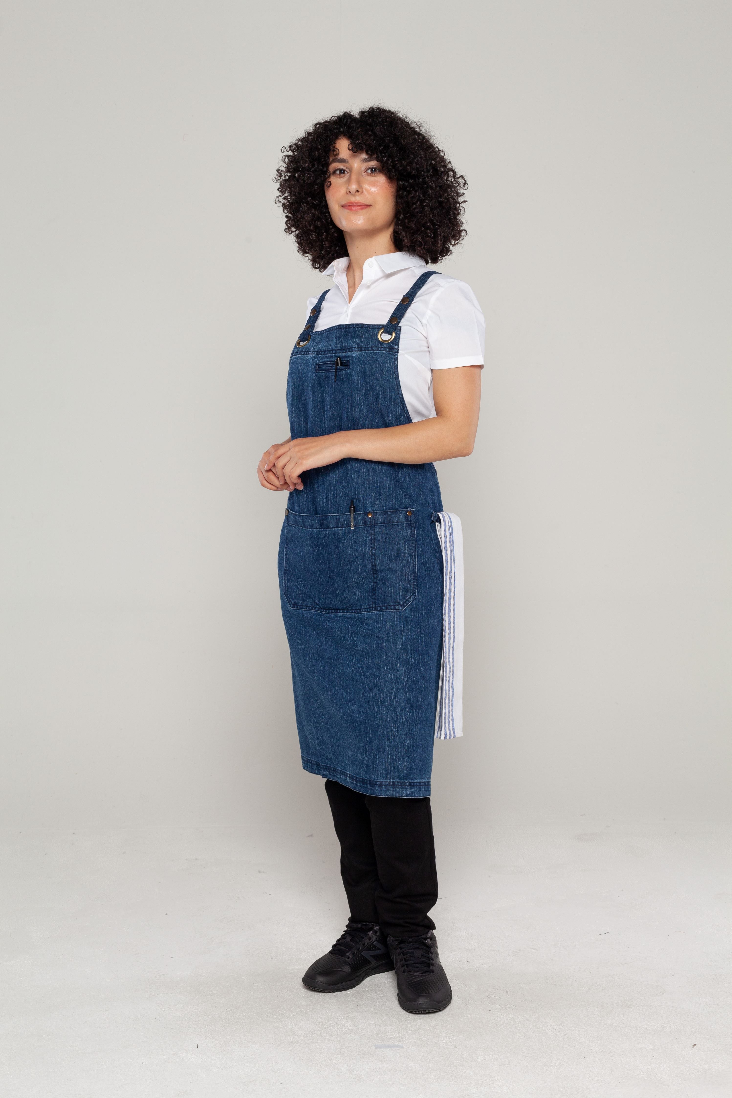 Bondi Crossover Apron Interchangeable straps Denim Blue