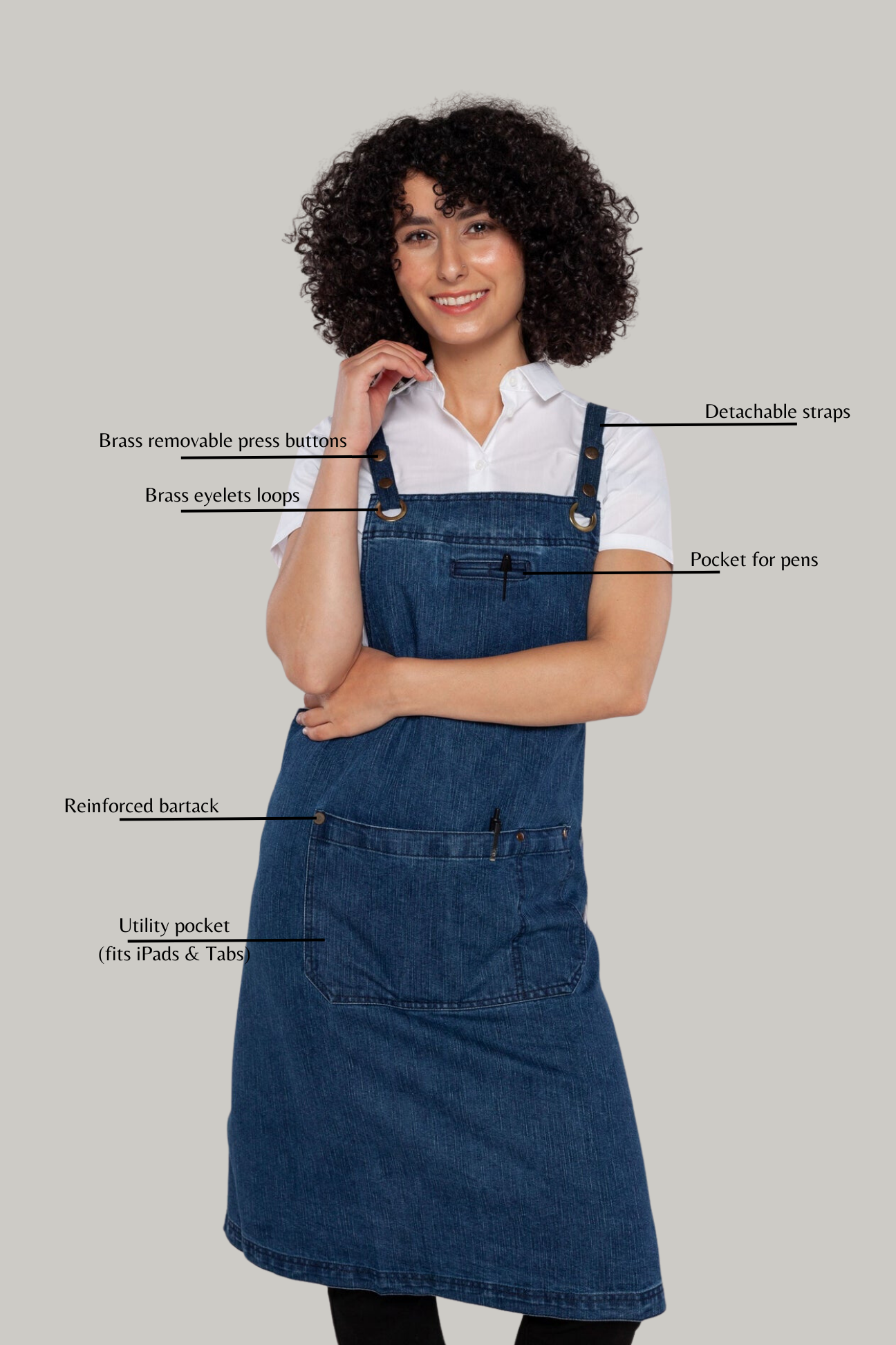 Bondi Crossover Apron Interchangeable straps Denim Blue