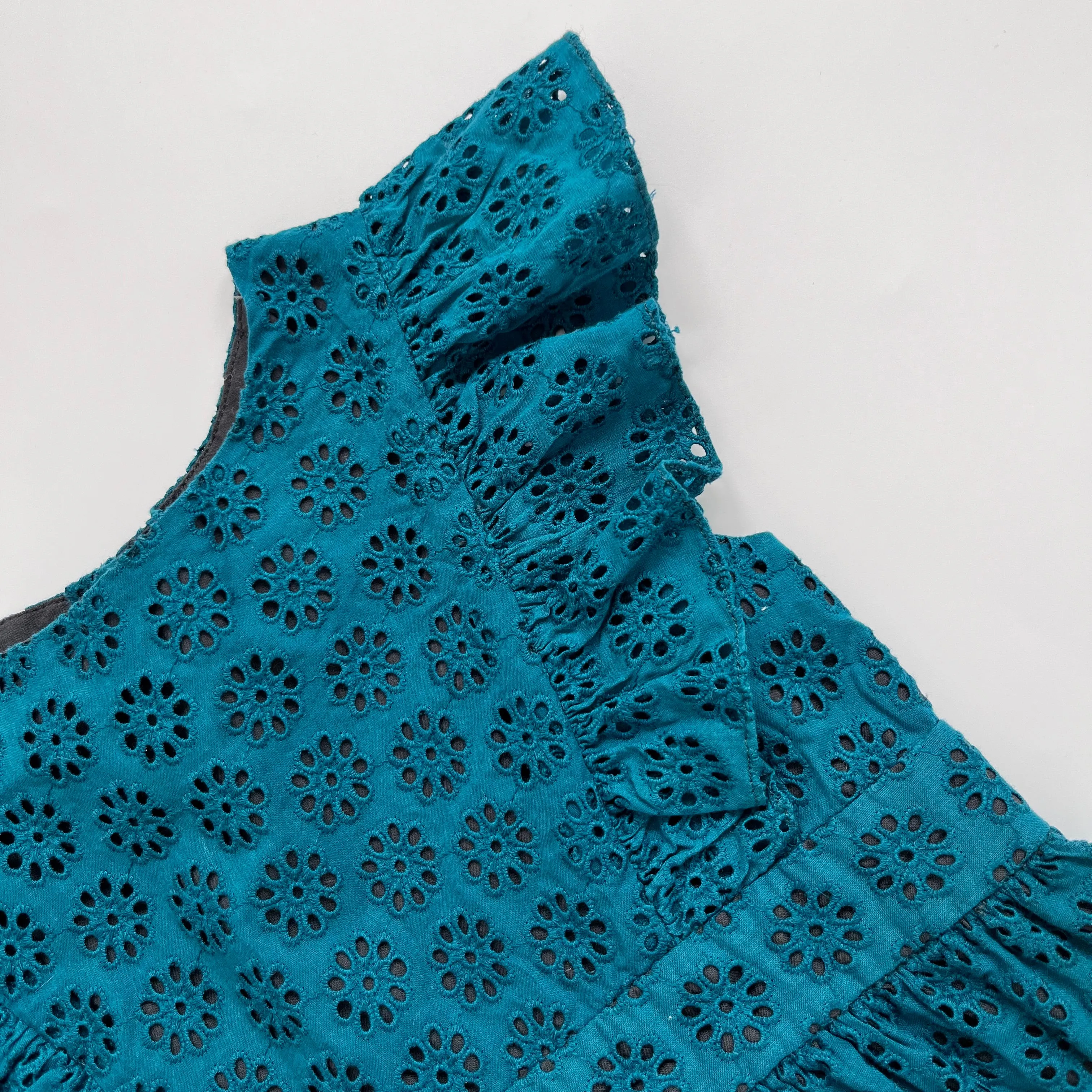 Bonpoint Teal Broderie Anglaise Dress: 6 Years