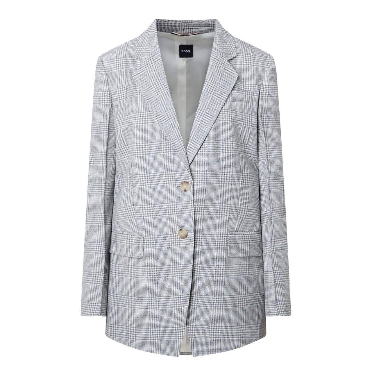 BOSS Single-Breasted Check Blazer - Grey