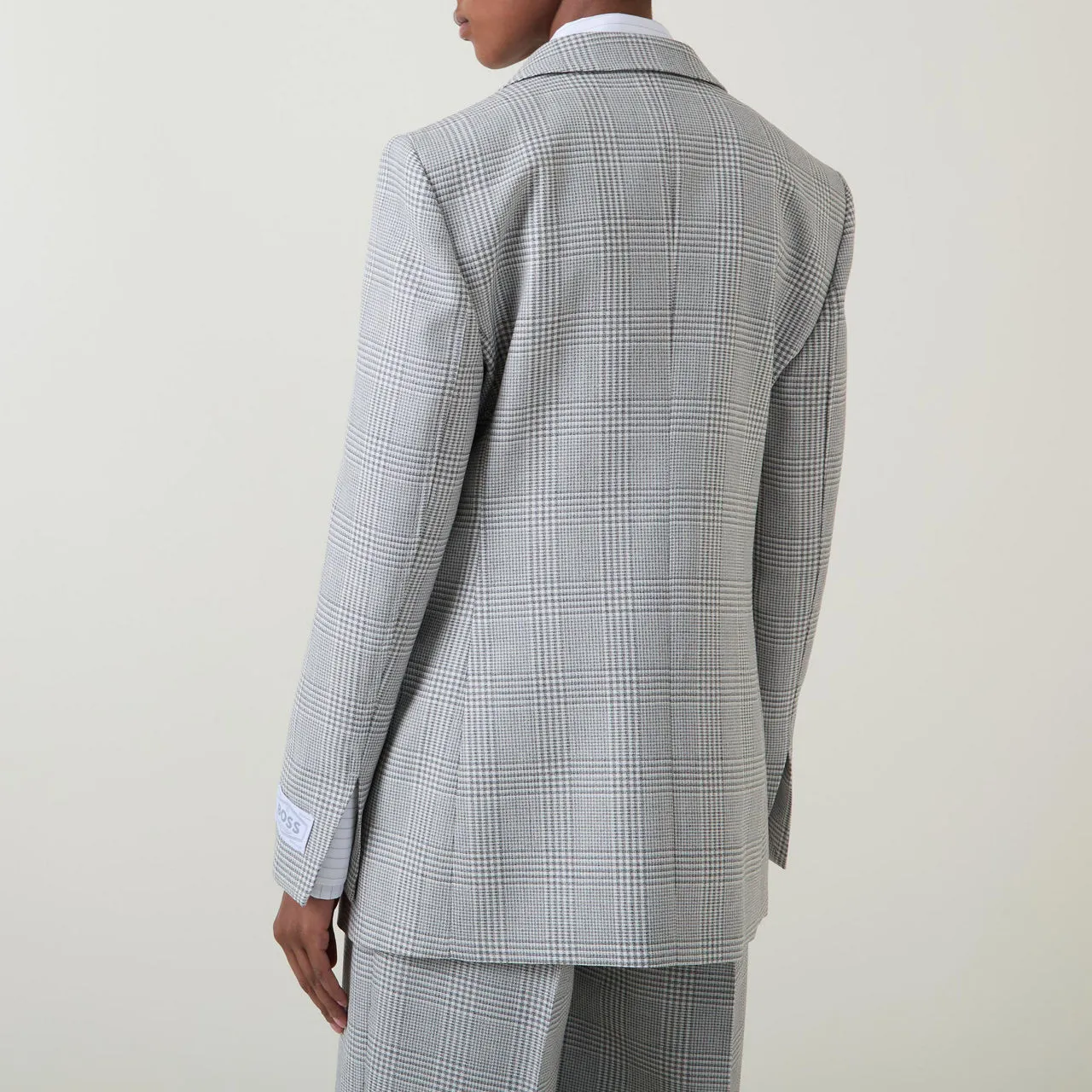 BOSS Single-Breasted Check Blazer - Grey