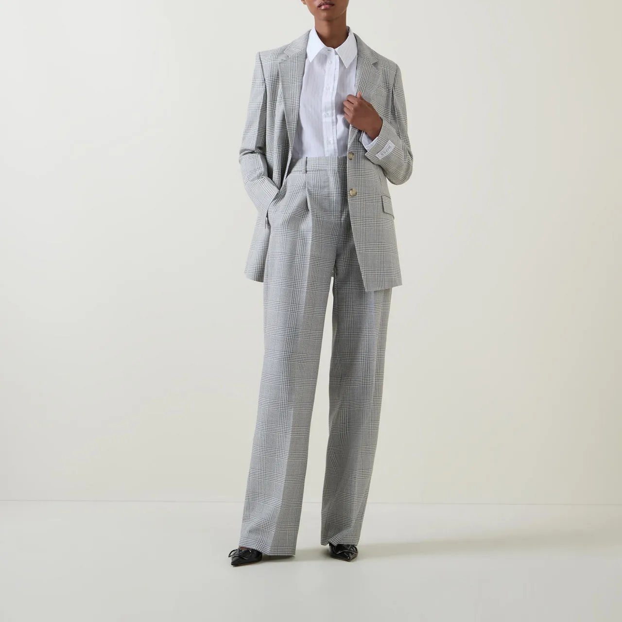 BOSS Single-Breasted Check Blazer - Grey