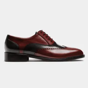 Brogue Shoes in black & burgundy leather