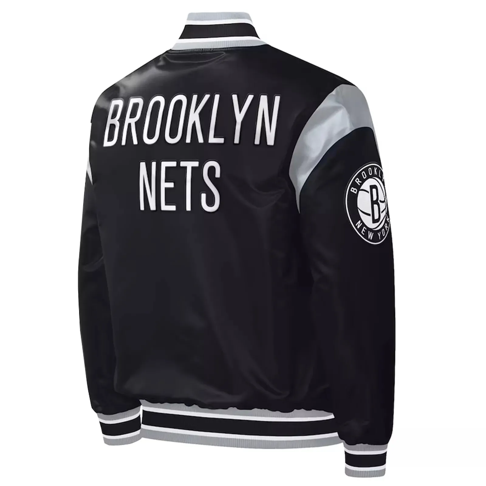 Brooklyn nets Black satin Basketball Jacket Vintage style Varsity Jacket