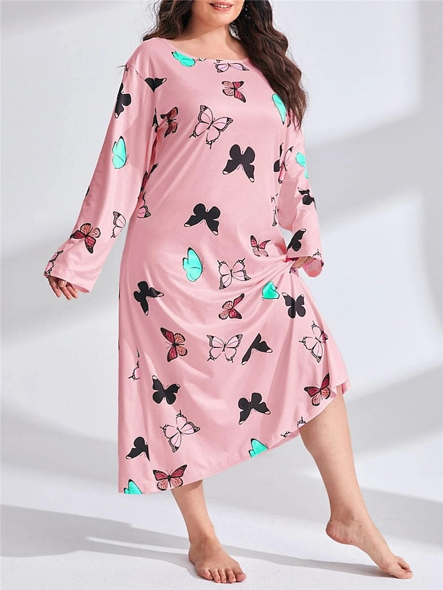 Butterfly Heart Women's Plus Size Nightshirt - Elegant and Comfortable Choice