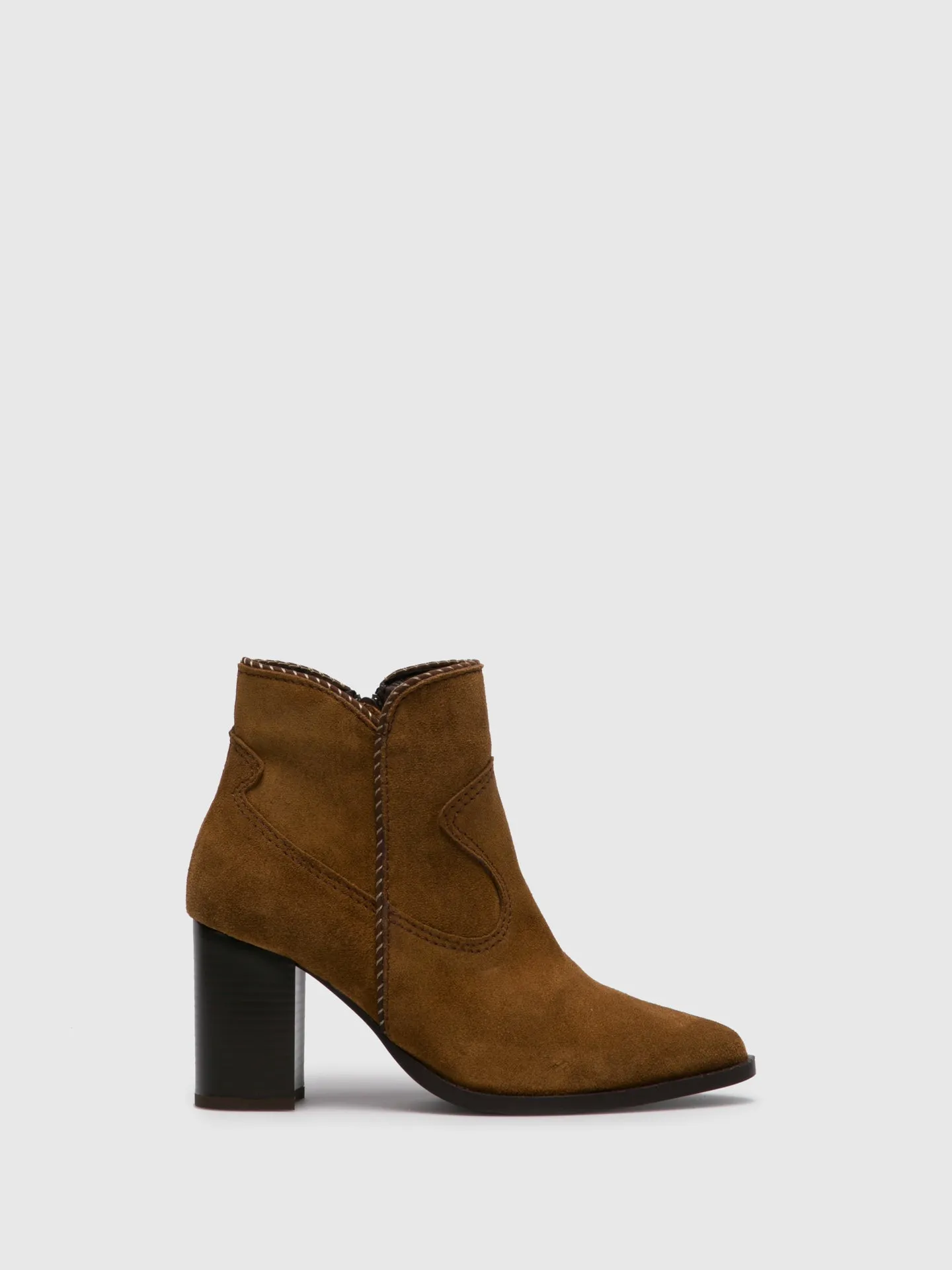 Camel Zip Up Ankle Boots