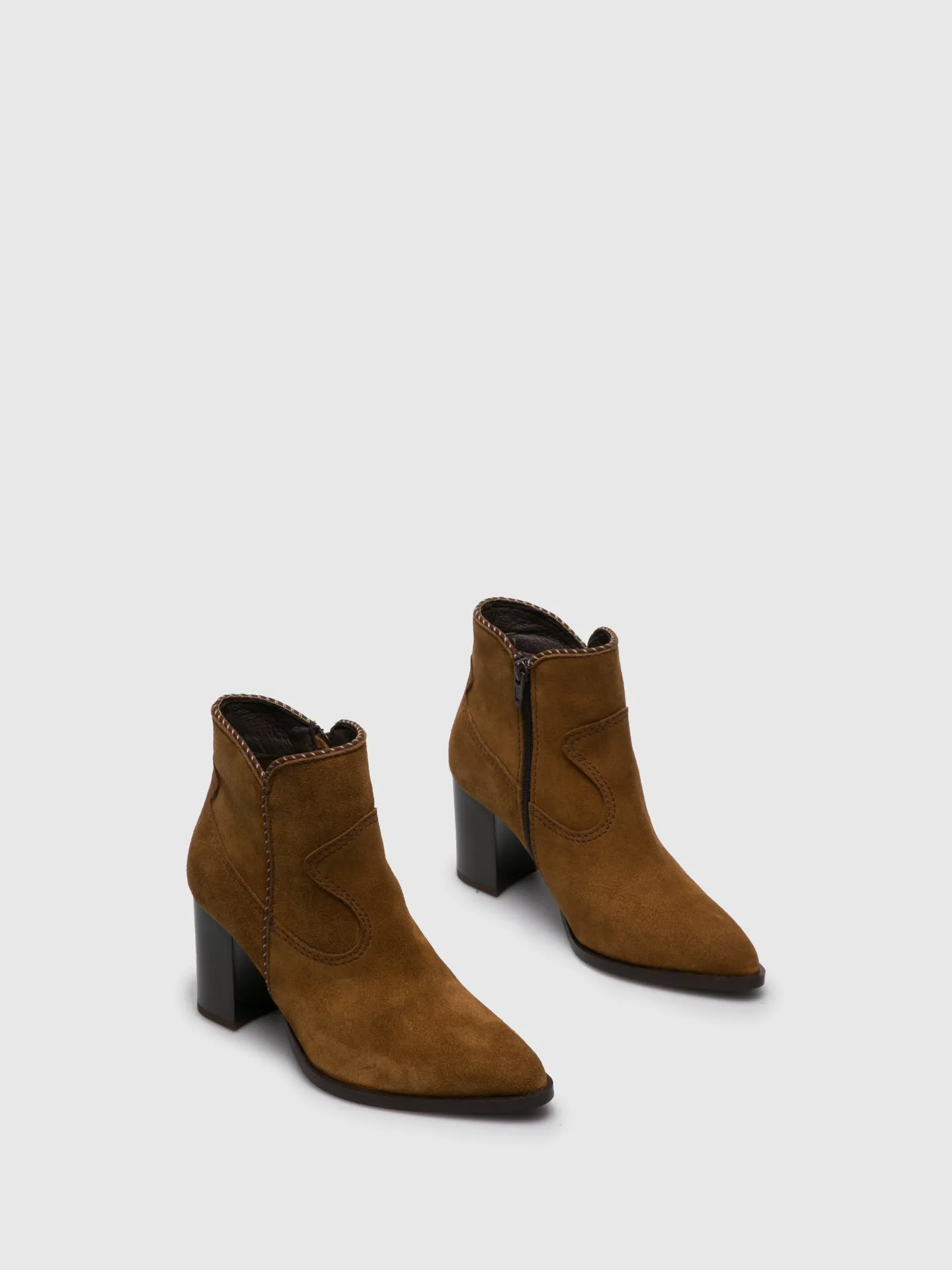 Camel Zip Up Ankle Boots