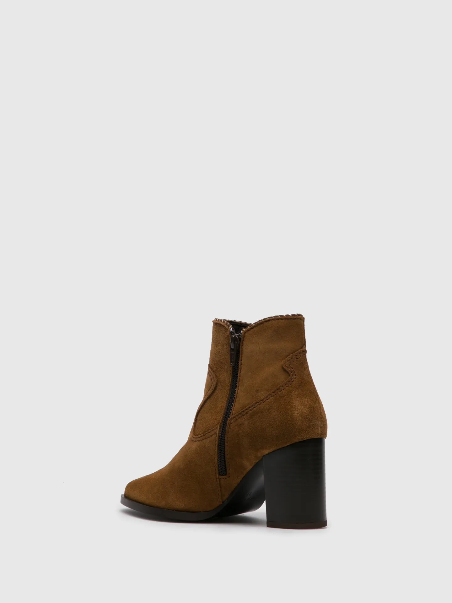 Camel Zip Up Ankle Boots