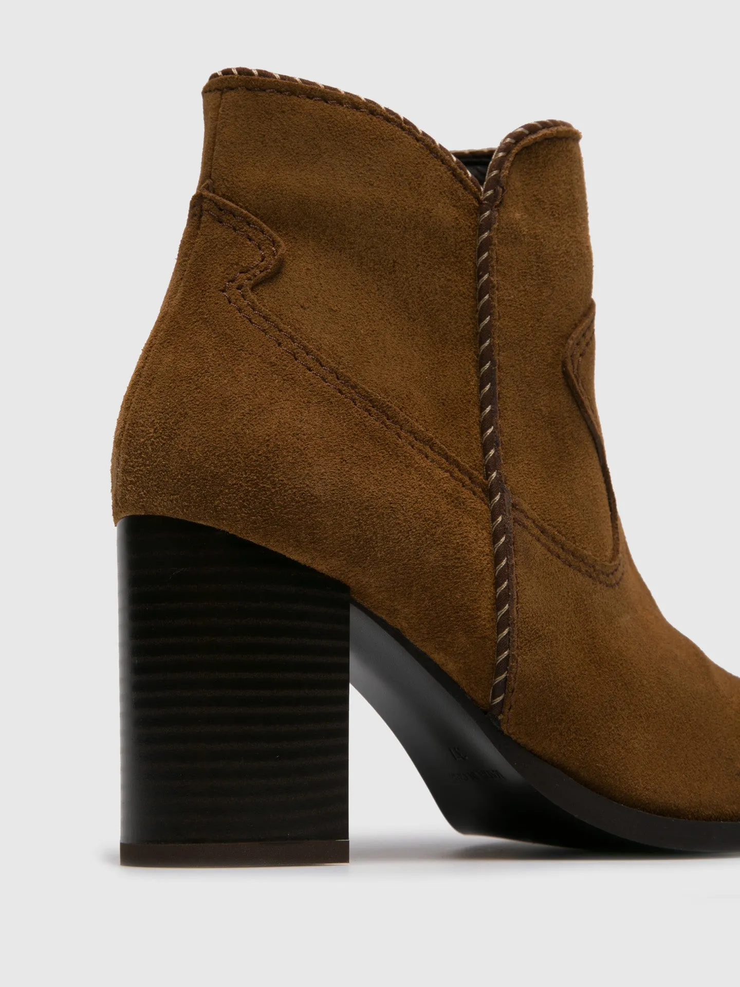 Camel Zip Up Ankle Boots