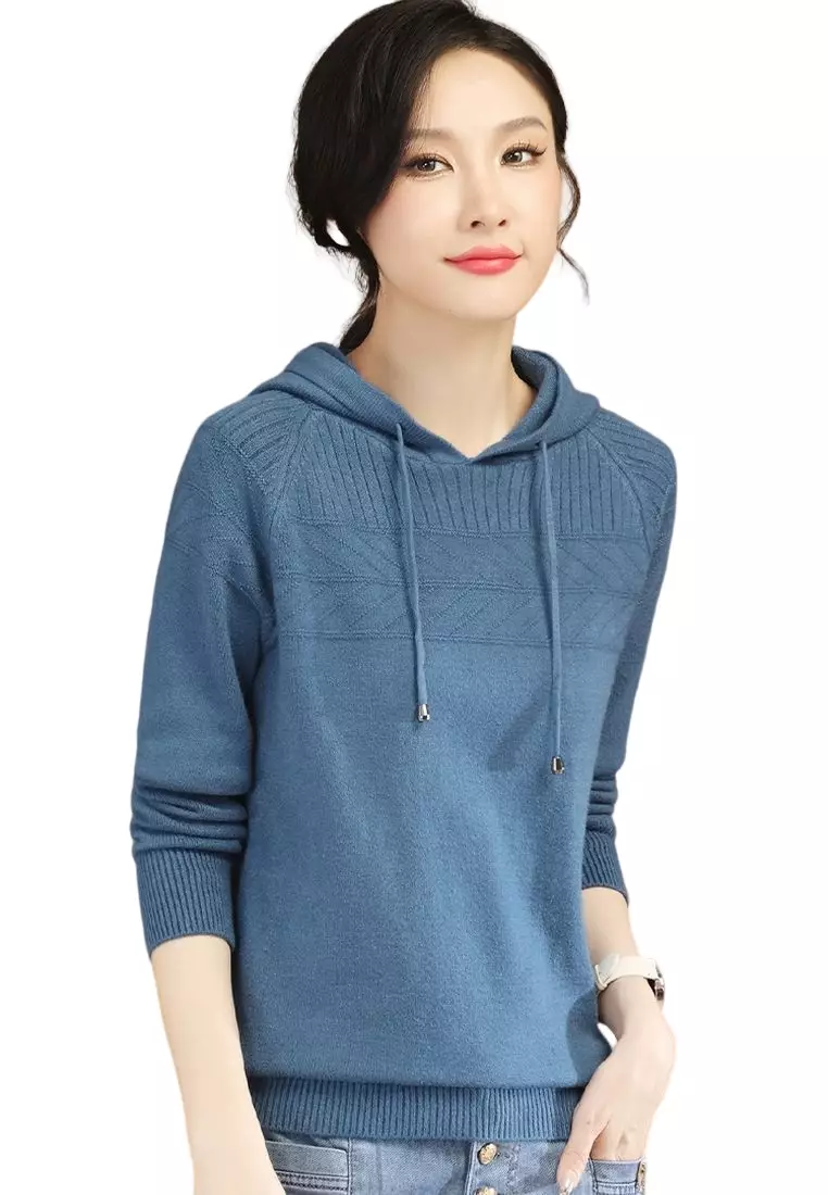 Casual Versatile Hooded Knit Sweater