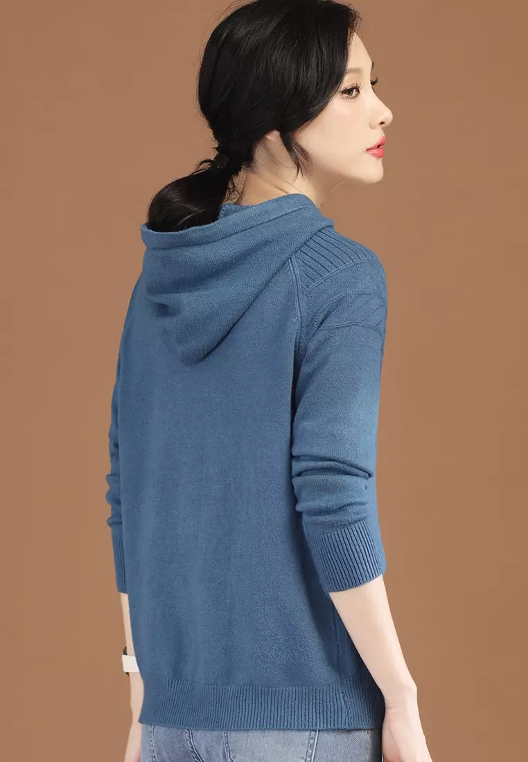 Casual Versatile Hooded Knit Sweater