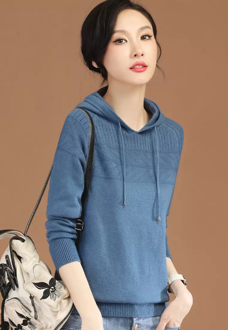 Casual Versatile Hooded Knit Sweater