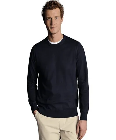 Charles Tyrwhitt Men's Combed Cotton Crew Neck Sweater