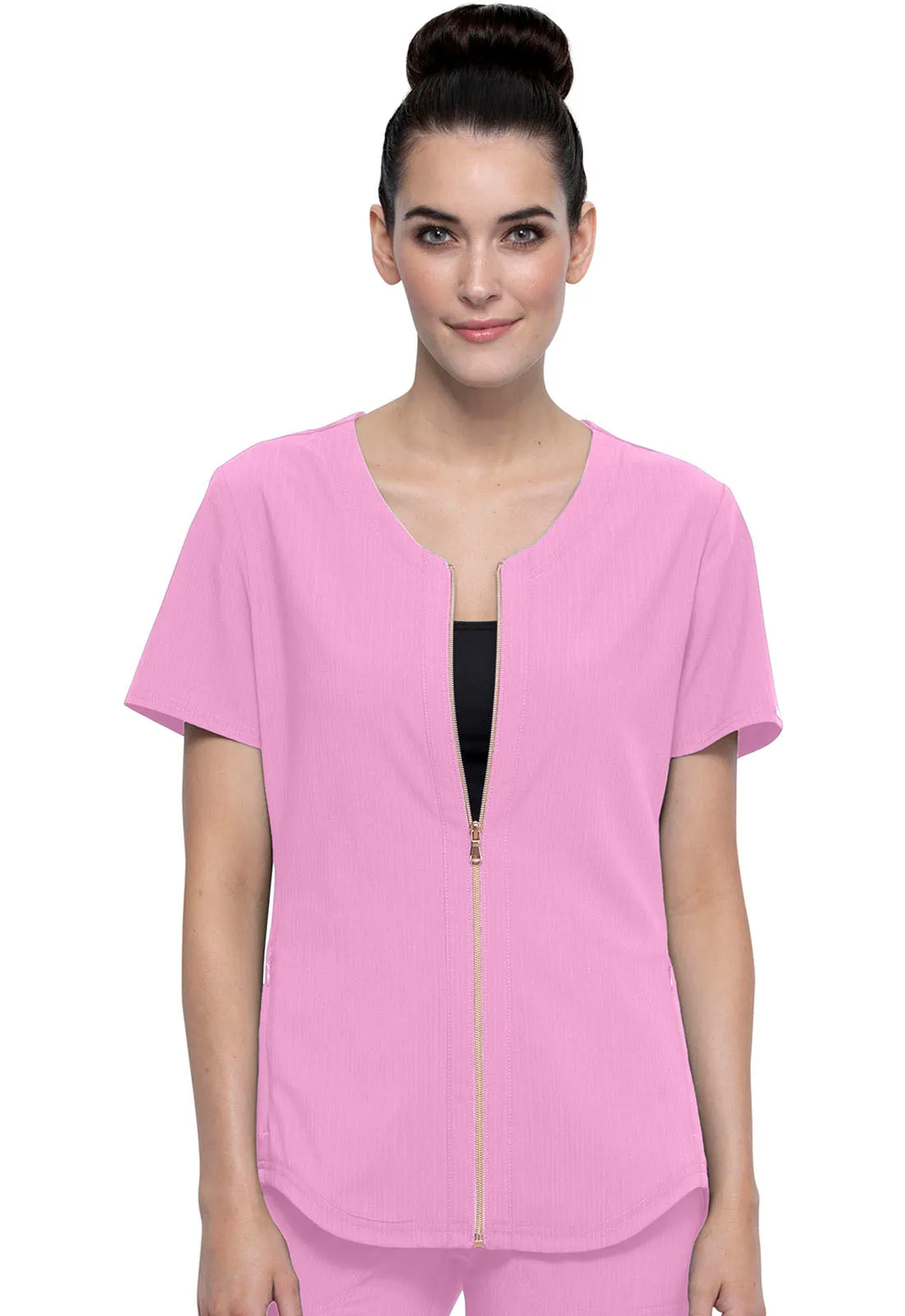 Cherokee Statement Zip Front Top in Rose Blossom