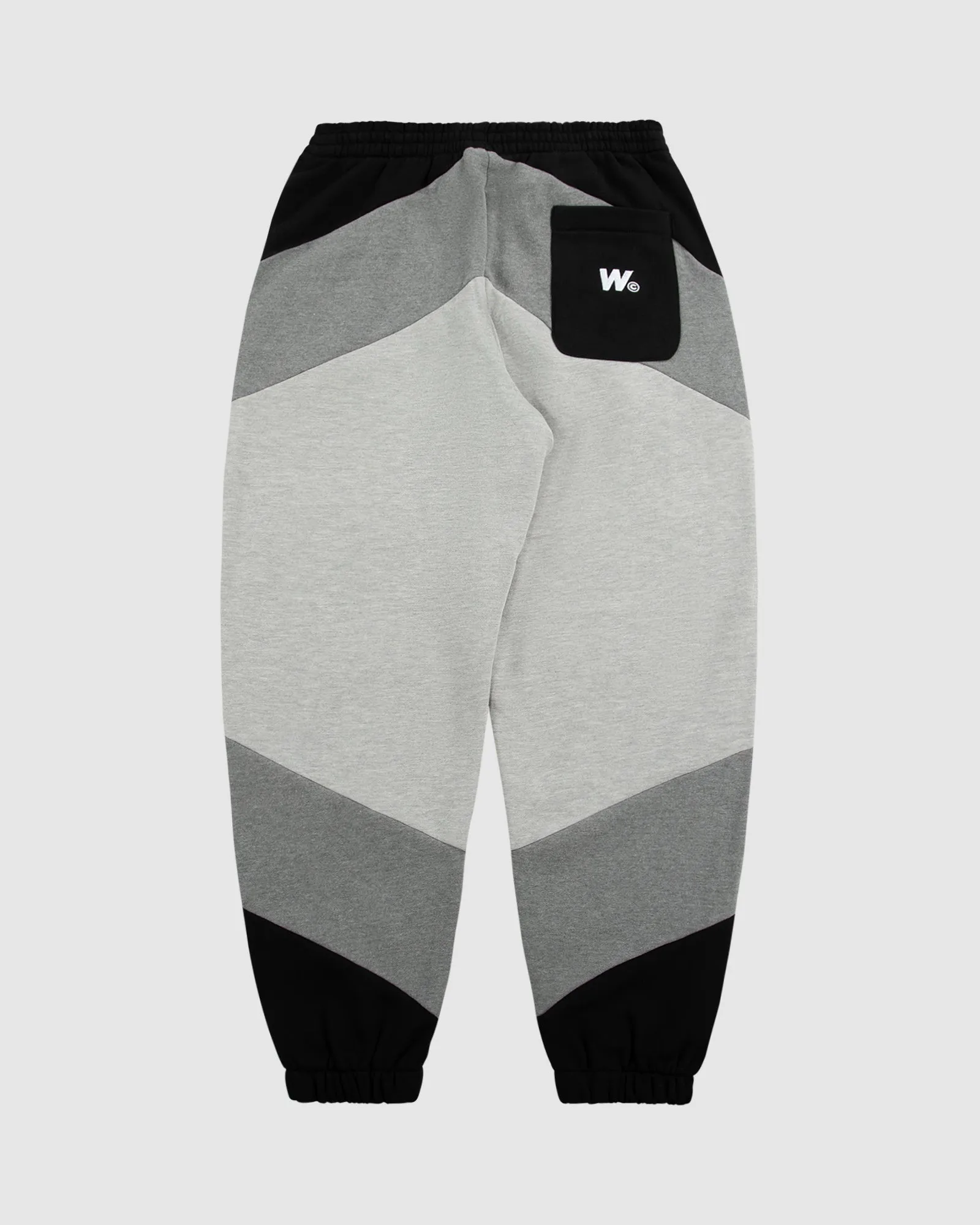 CHEVRON PANEL BAGGY TRACKPANT - BLACK/GREY MARLE