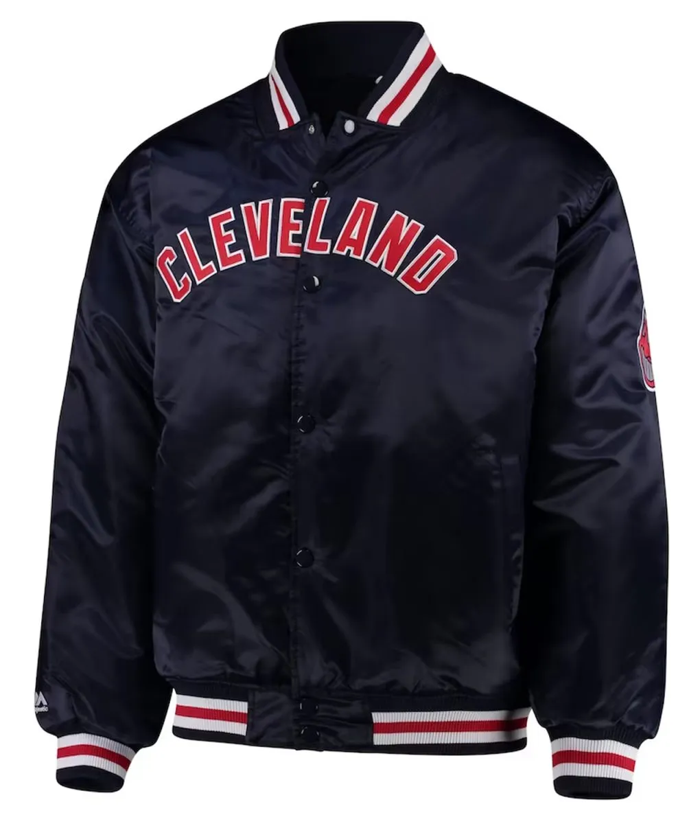 Cleveland Indians Navy Full-Button Satin Jacket