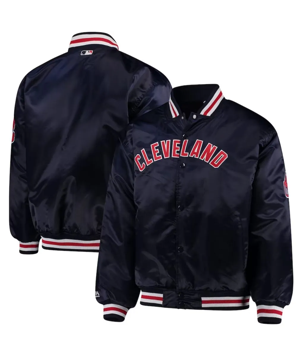 Cleveland Indians Navy Full-Button Satin Jacket