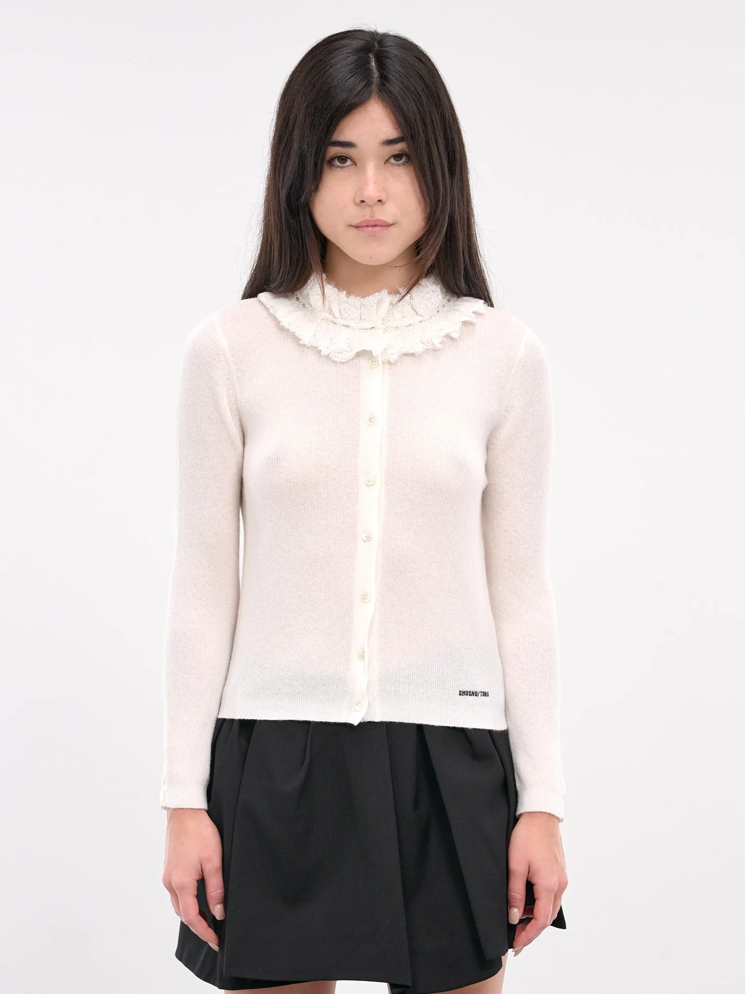 Collar Embellished Cardigan (TO21-RTI068-WHITE)